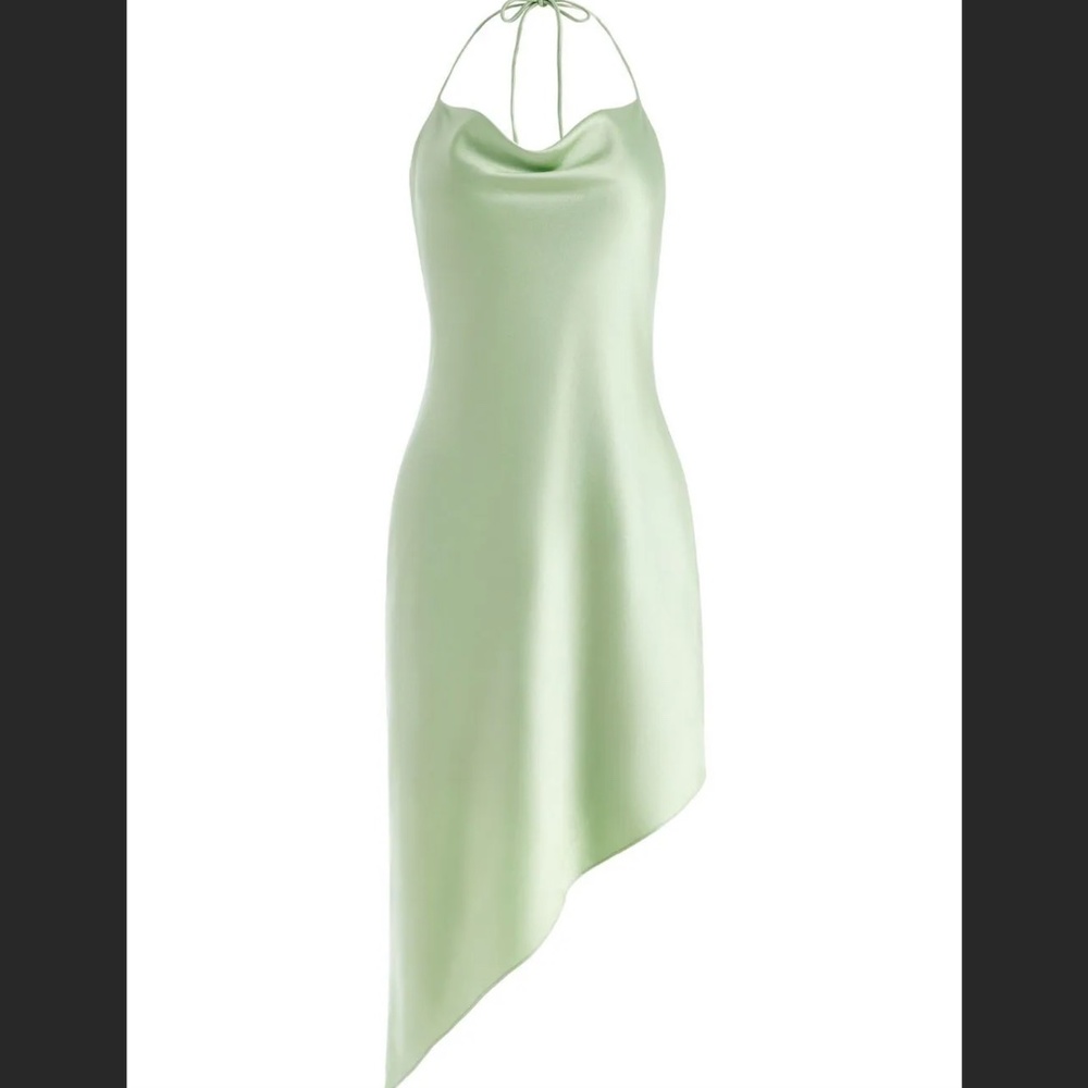 alice + olivia Harmony asymmetric slip dress, green NWOT